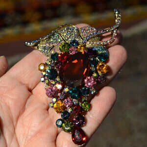 Large - Multi-Colored - Crystal - Brooch.